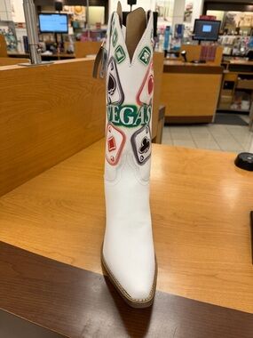 dingo White Vegas Embroidered Lace-Up Western Boot with Multicolor Accents
